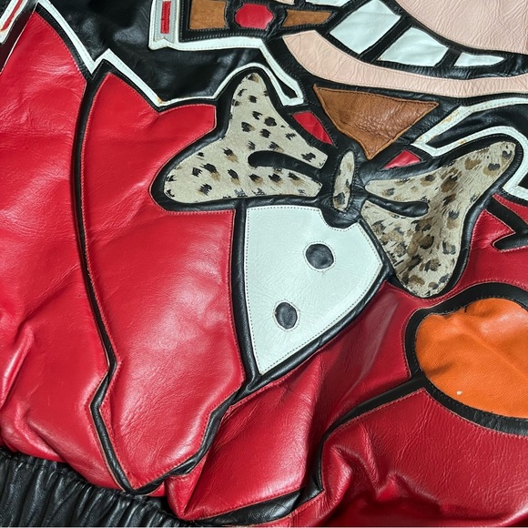 Vintage 90’s Leather Bomber “Big Bad Wolf” Size Medium - Picture 6 of 16